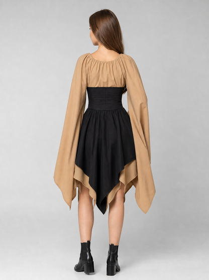 Gothic fantasy corset dress with long sleeves
