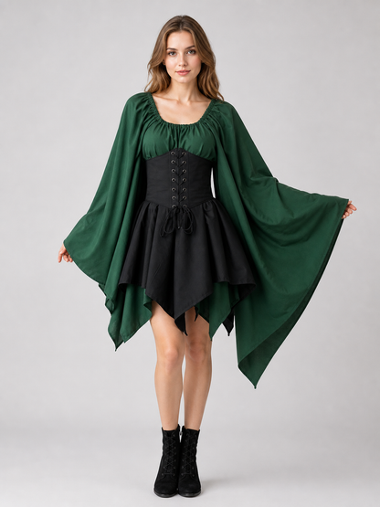 Medieval-style dress with corset lacing