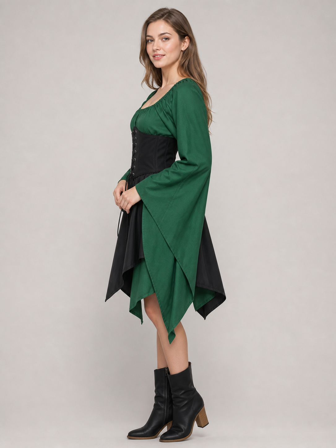 Medieval-style dress with corset lacing