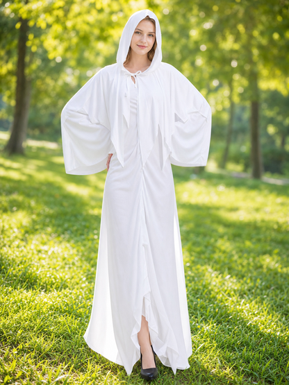 White ghost costume with hood and sleeves