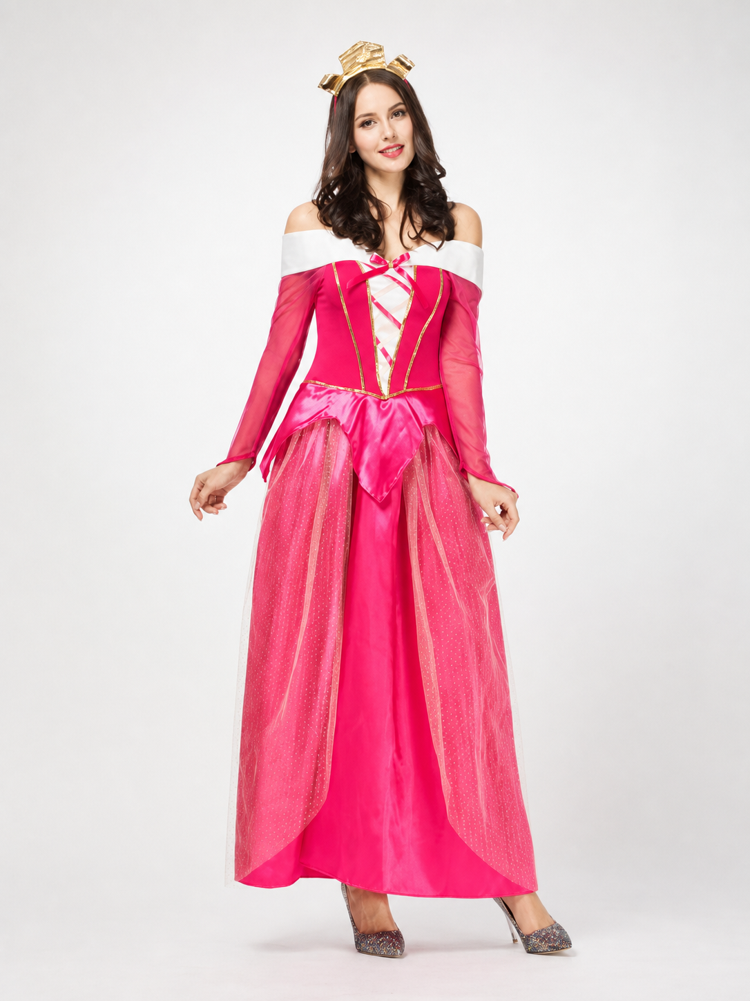 Princess cosplay dress with corset bodice and tiara