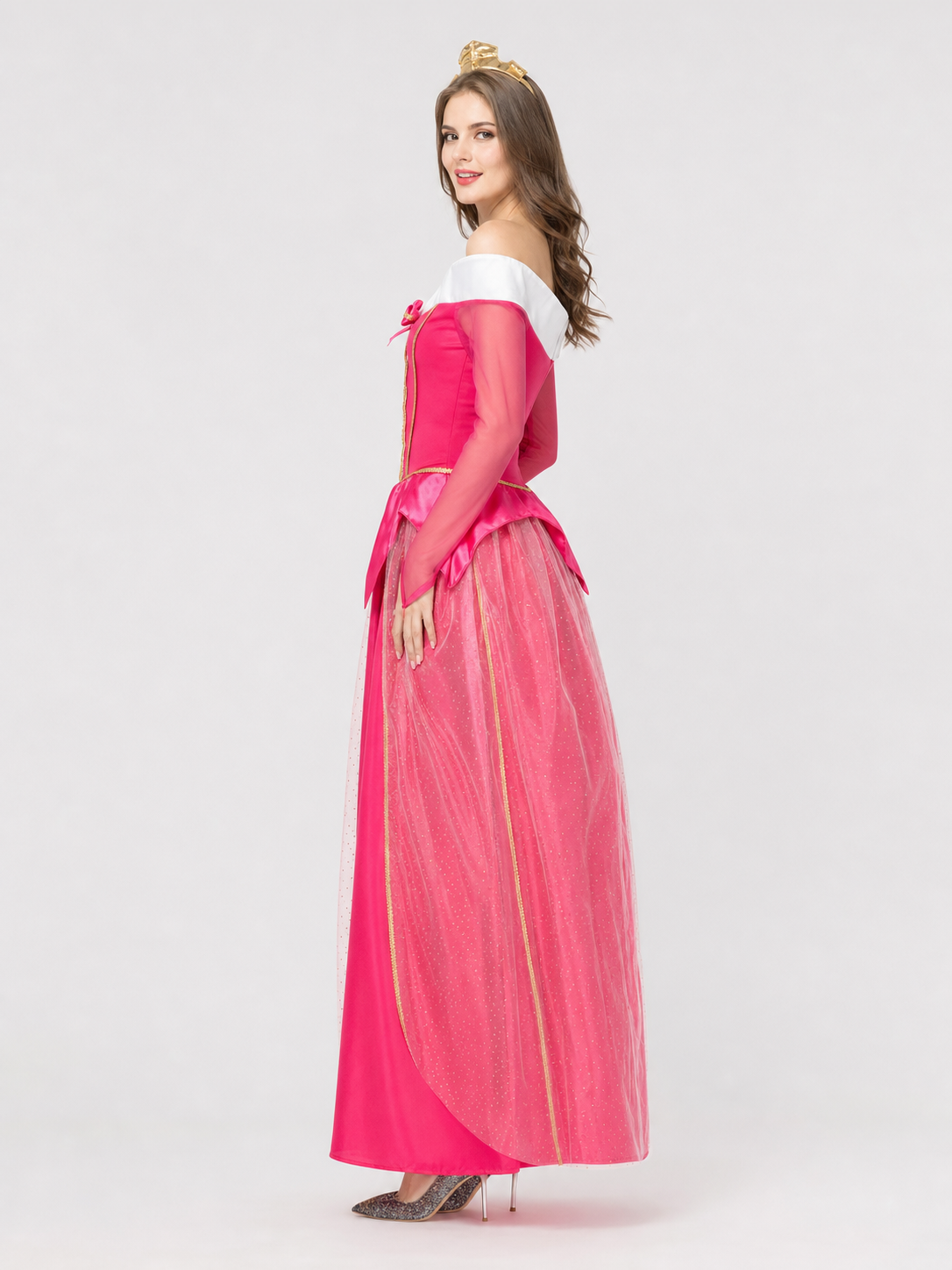 Princess cosplay dress with corset bodice and tiara