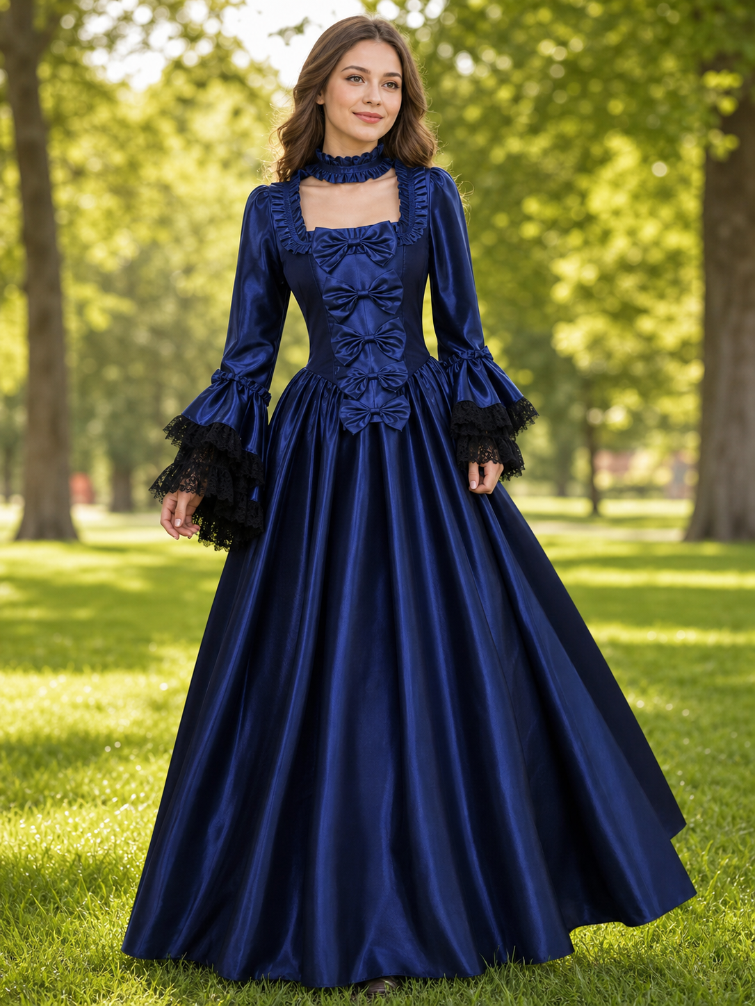 Victorian Gothic Dress with Puff Sleeves