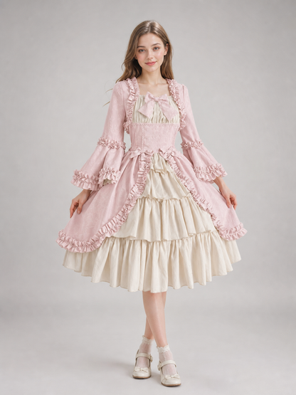 Rococo-Style Dress Costume with Ruffles and a Bow