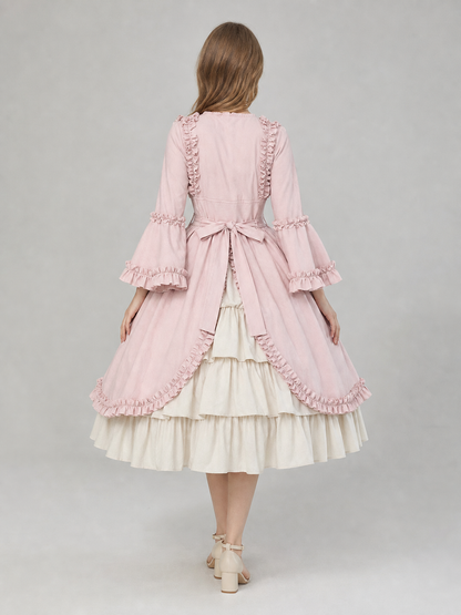 Rococo-Style Dress Costume with Ruffles and a Bow