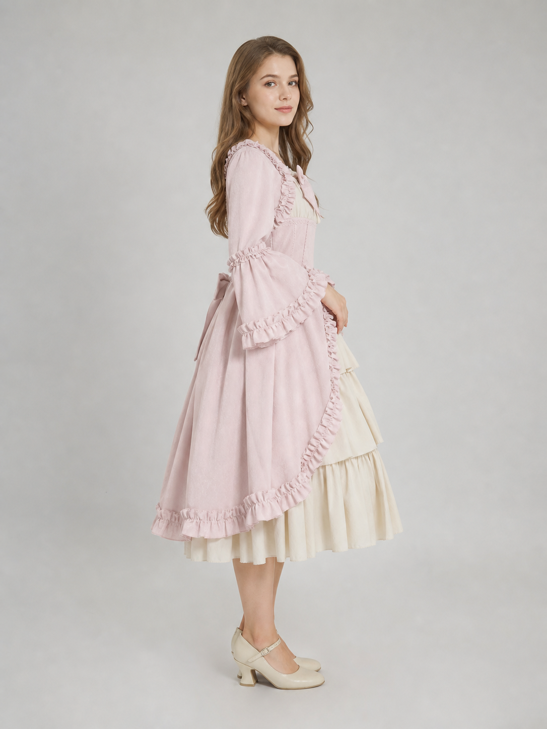 Rococo-Style Dress Costume with Ruffles and a Bow