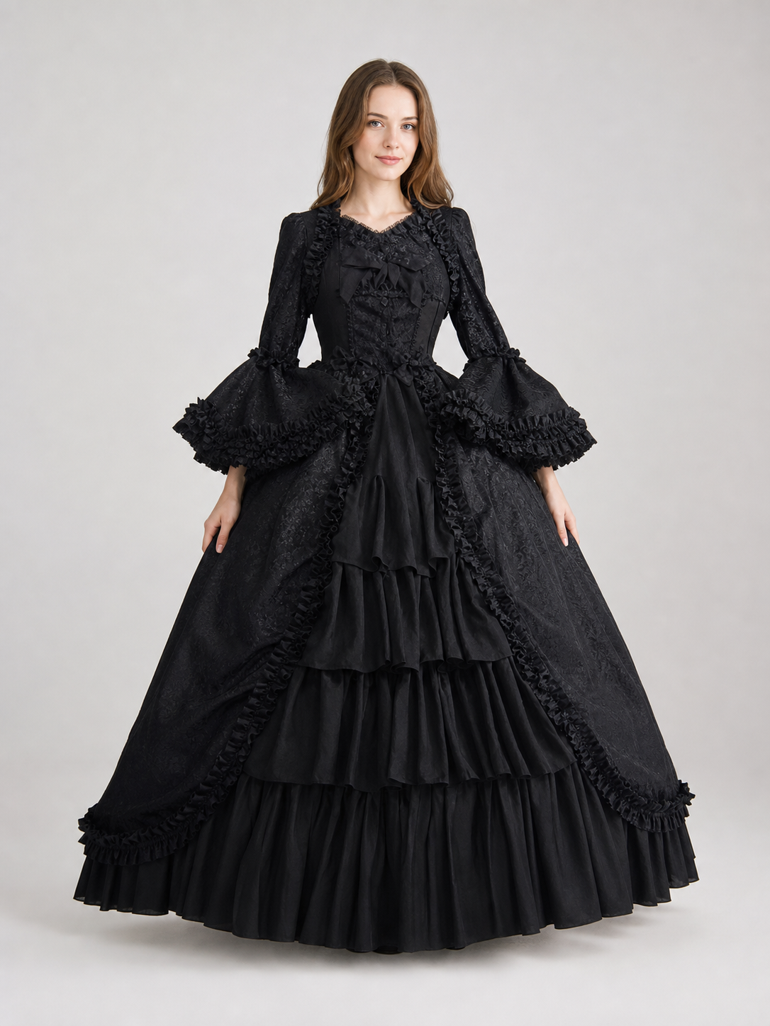 Gothic Lolita Dress with Long Sleeves and Lace