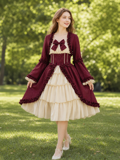 Victorian-Style Long-Sleeve Dress with Bow