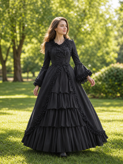 Gothic Lolita Dress with Long Sleeves and Lace