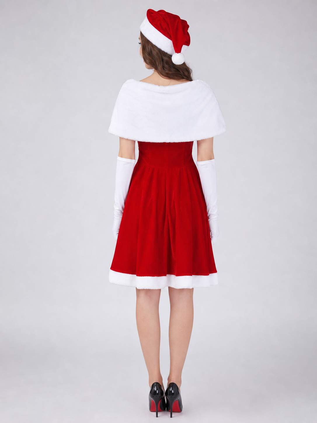 Festive Christmas Dress Costume with Cape