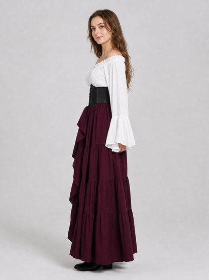 Gothic Medieval Costume Dress with Corset and Skirt