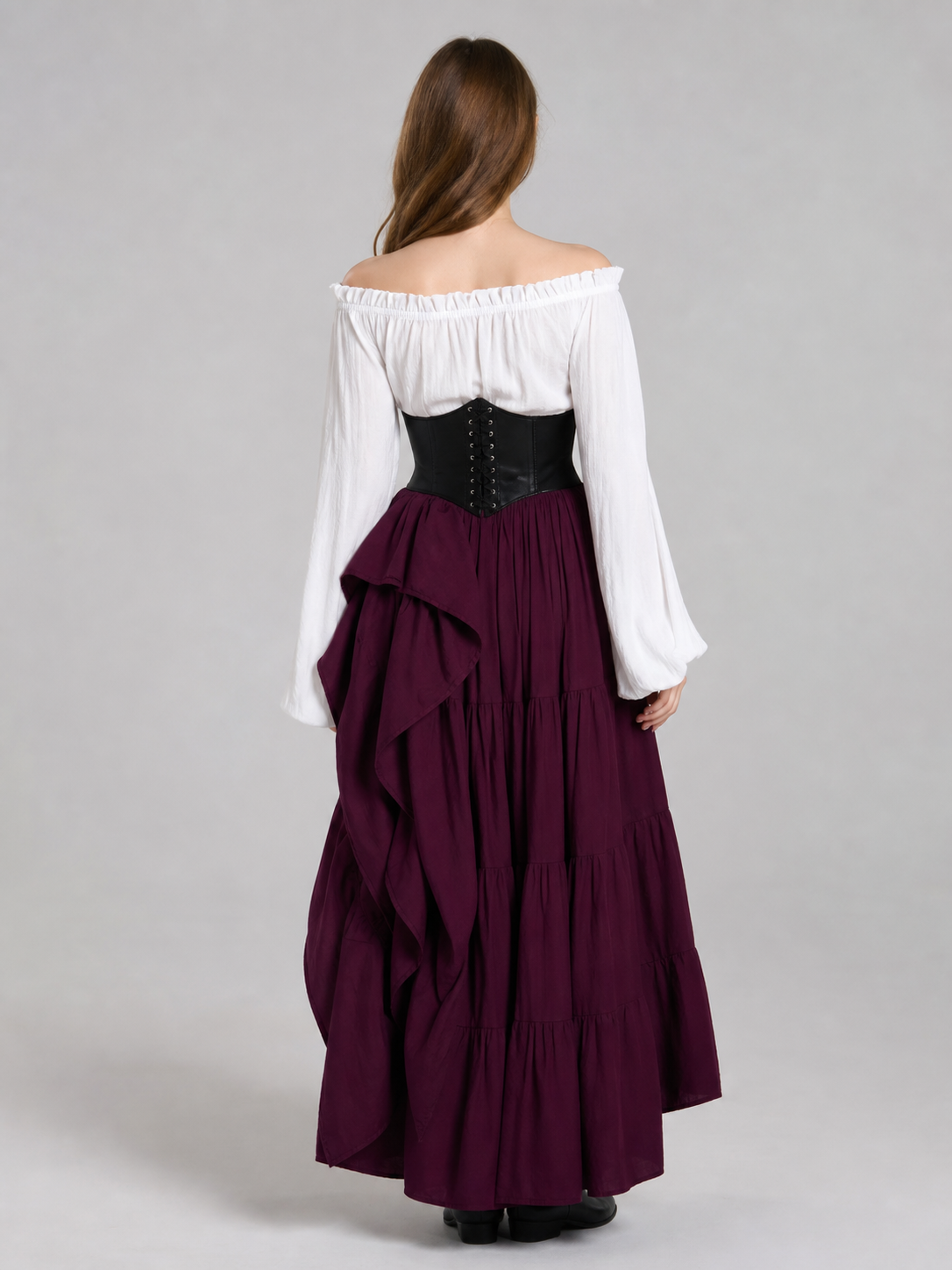 Gothic Medieval Costume Dress with Corset and Skirt