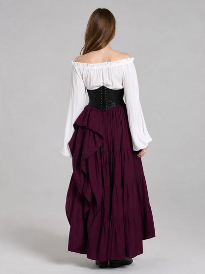 Gothic Medieval Costume Dress with Corset and Skirt