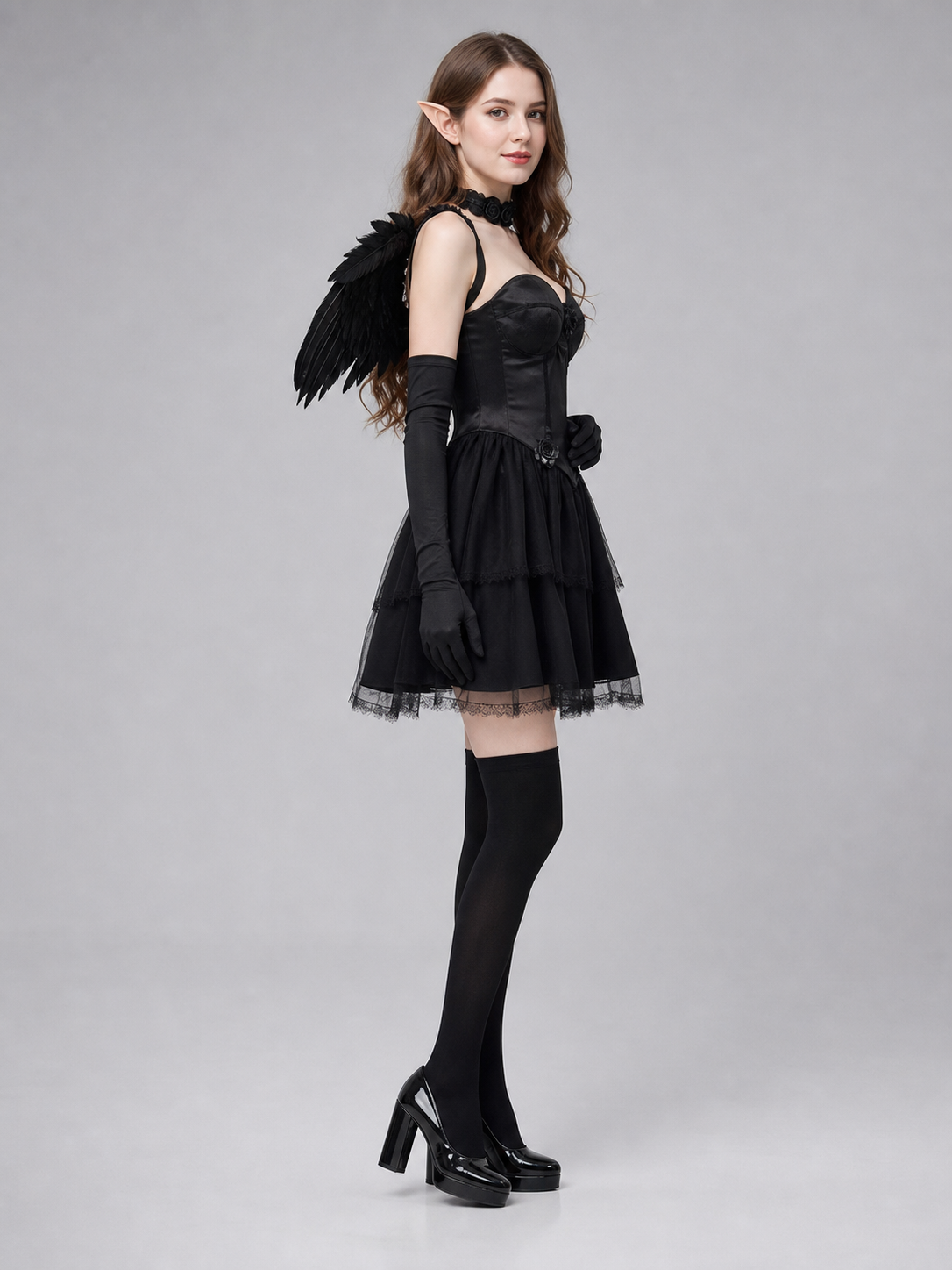 Gothic-Style Angel Costume for Halloween