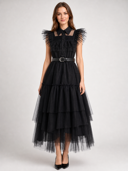 Gothic-Style Cosplay Dress with Belt