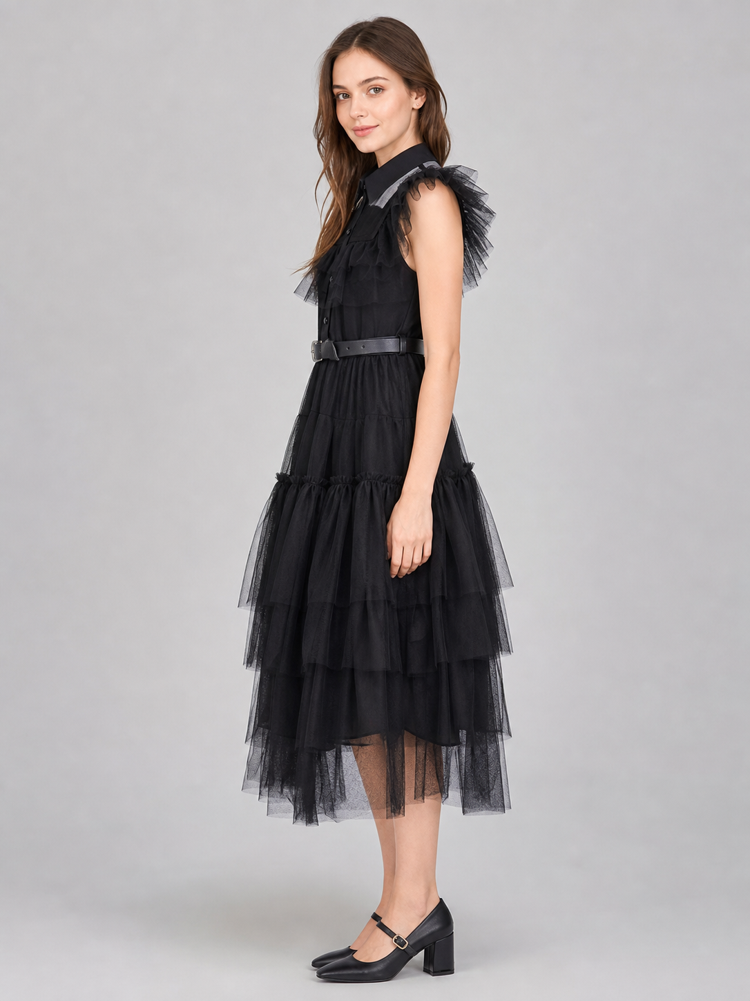 Gothic-Style Cosplay Dress with Belt