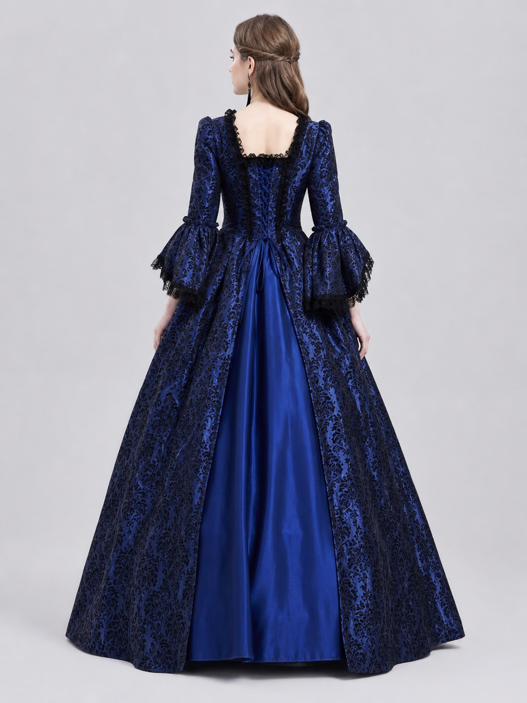 Long Victorian-Style Dress with Lace