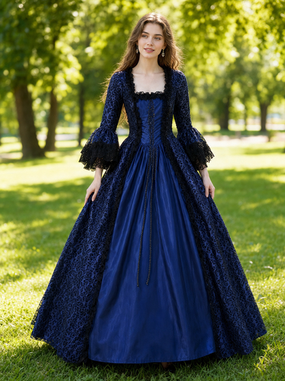 Long Victorian-Style Dress with Lace