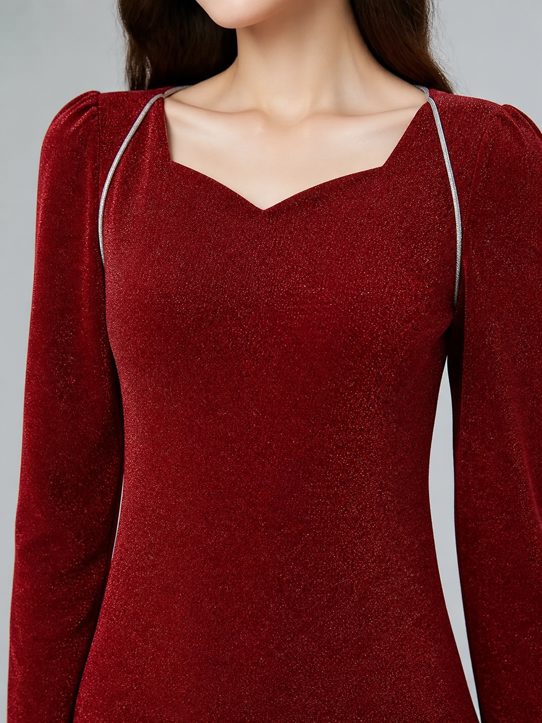 Shrek Costume: Red Long-Sleeve Maxi Dress