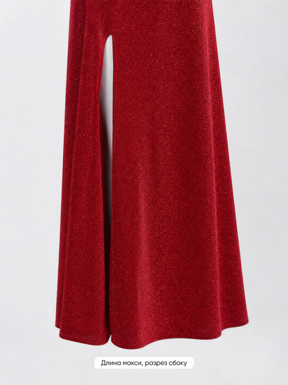 Shrek Costume: Red Long-Sleeve Maxi Dress