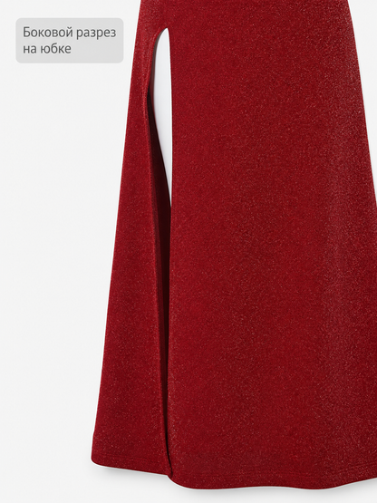 Shrek Costume: Red Long-Sleeve Maxi Dress