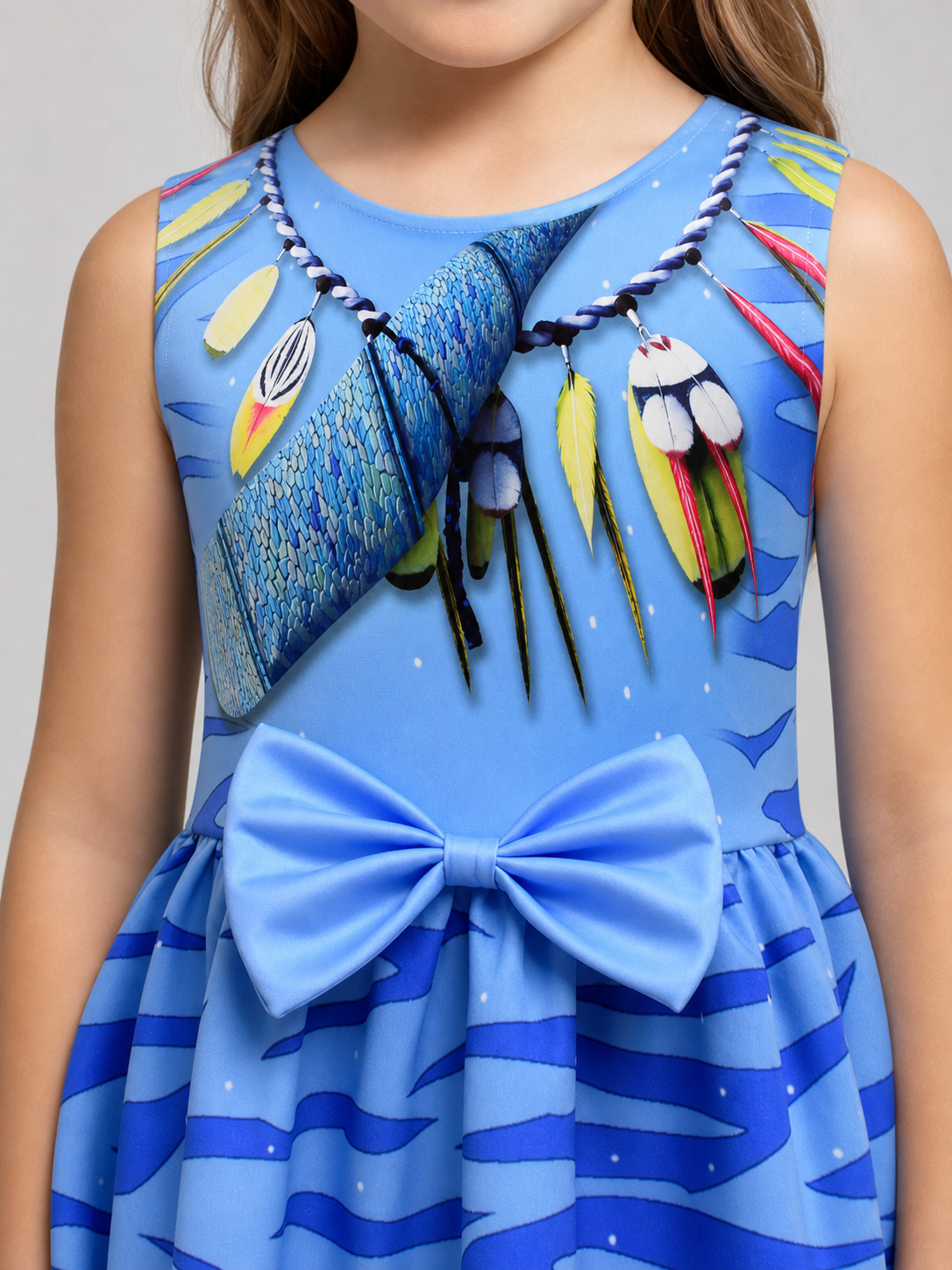 Girls' Sleeveless Dress with Nautical Print