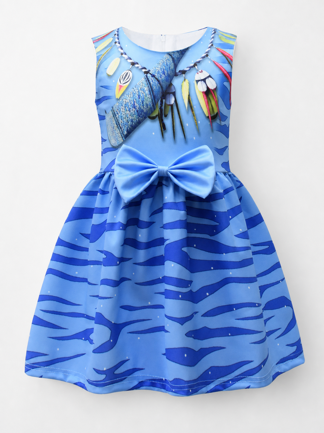 Girls' Sleeveless Dress with Nautical Print