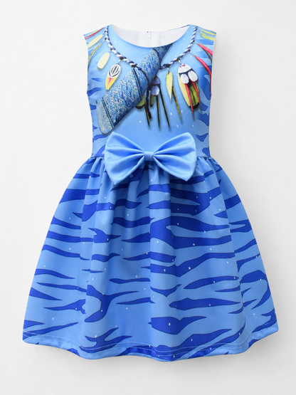 Girls' Sleeveless Dress with Nautical Print