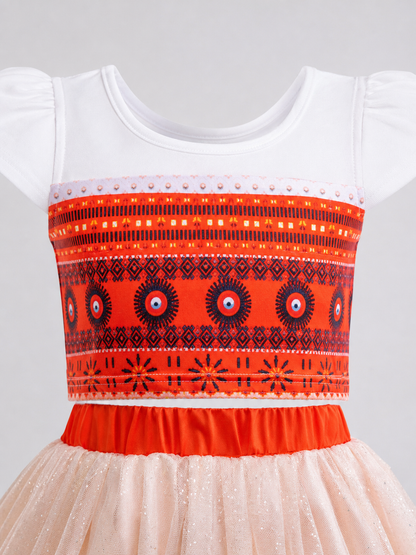 Moana 2 Character Costume Dress with Pattern