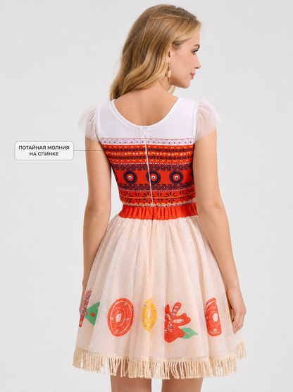 Moana 2 Character Costume Dress with Pattern