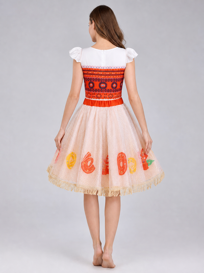 Moana 2 Character Costume Dress with Pattern