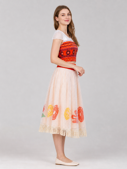 Moana 2 Character Costume Dress with Pattern