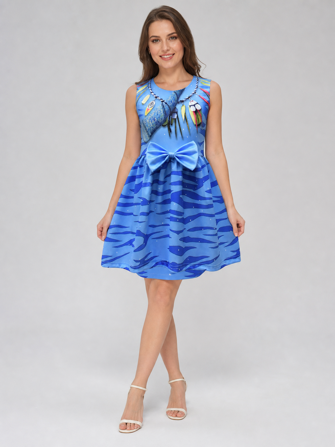 Girls' Sleeveless Dress with Nautical Print
