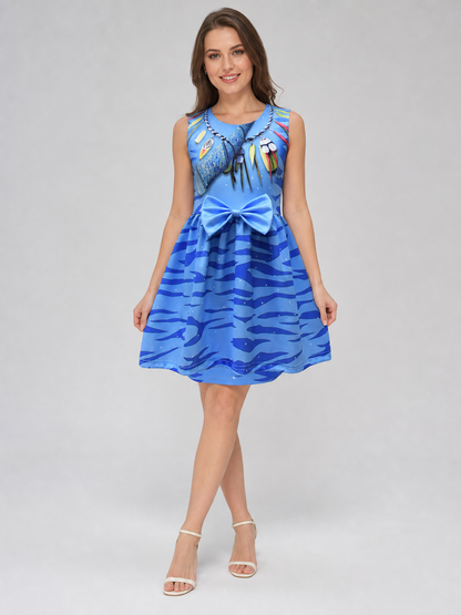 Girls' Sleeveless Dress with Nautical Print