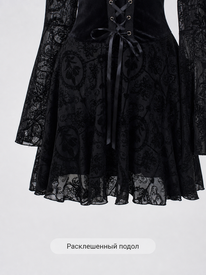 Gothic Lace Long-Sleeve Dress