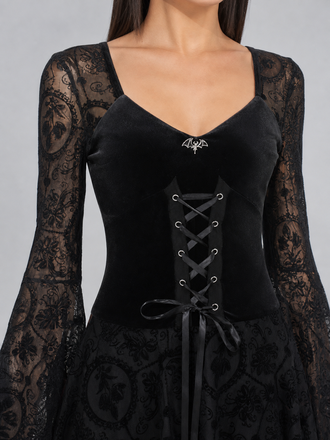 Gothic Lace Long-Sleeve Dress