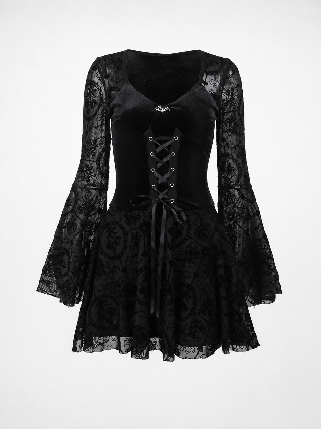 Gothic Lace Long-Sleeve Dress