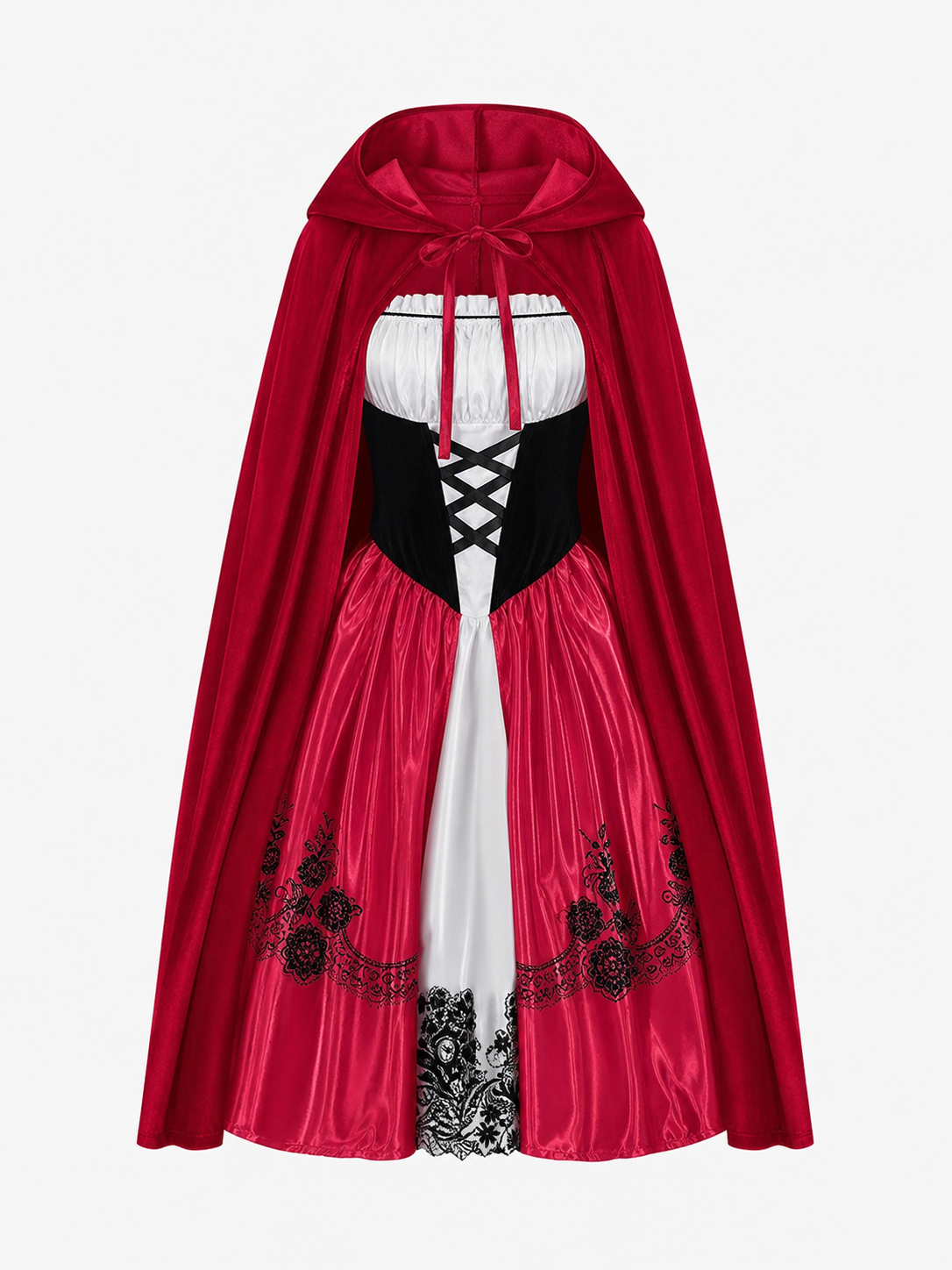 Gothic Halloween Costume: Dress, Cloak, and Stockings