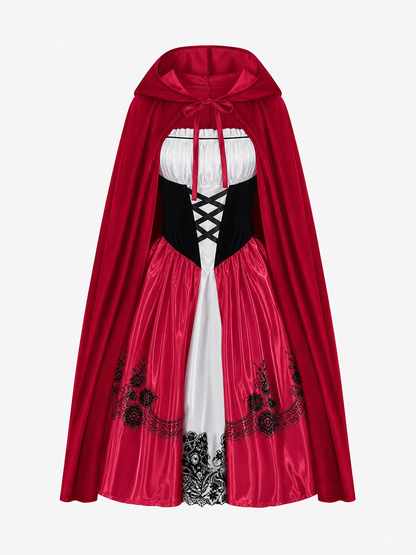 Gothic Halloween Costume: Dress, Cloak, and Stockings