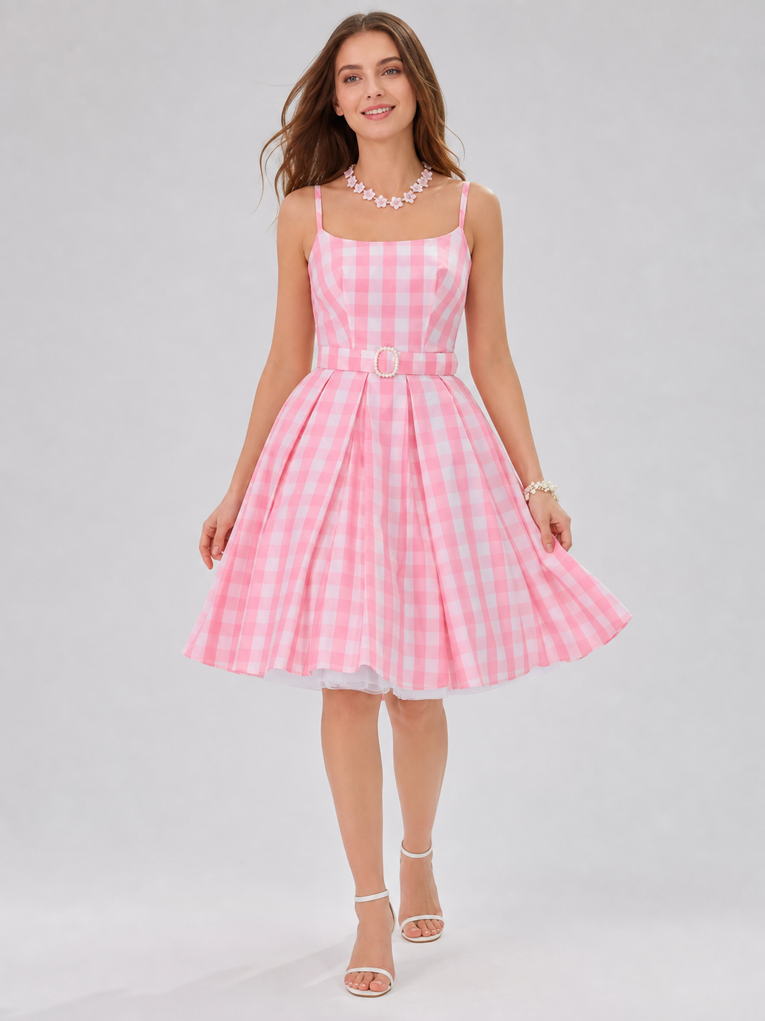 Barbie-Style Cosplay Dress, Pink Gingham