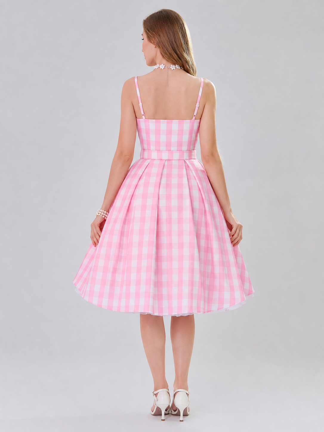 Barbie-Style Cosplay Dress, Pink Gingham