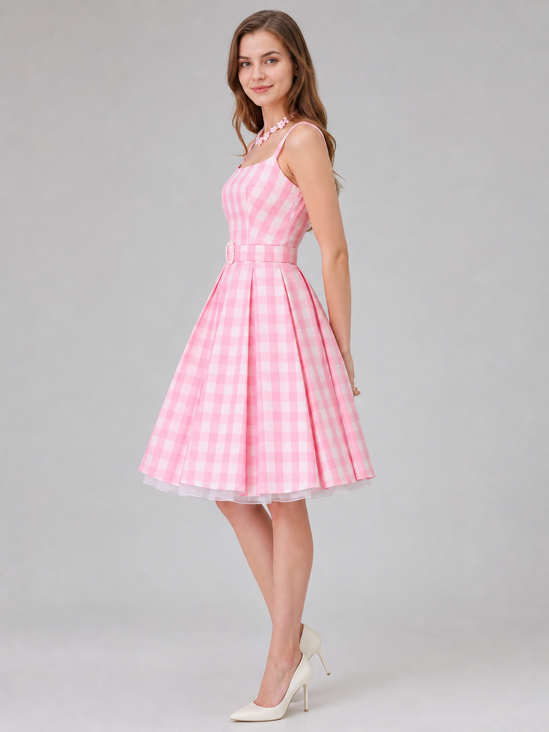 Barbie-Style Cosplay Dress, Pink Gingham