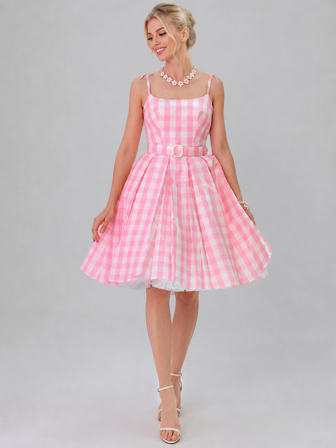 Barbie-Style Cosplay Dress, Pink Gingham