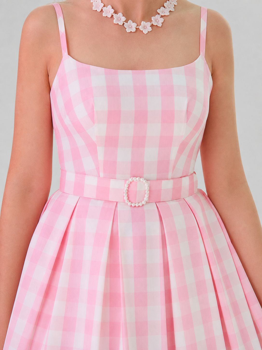 Barbie-Style Cosplay Dress, Pink Gingham