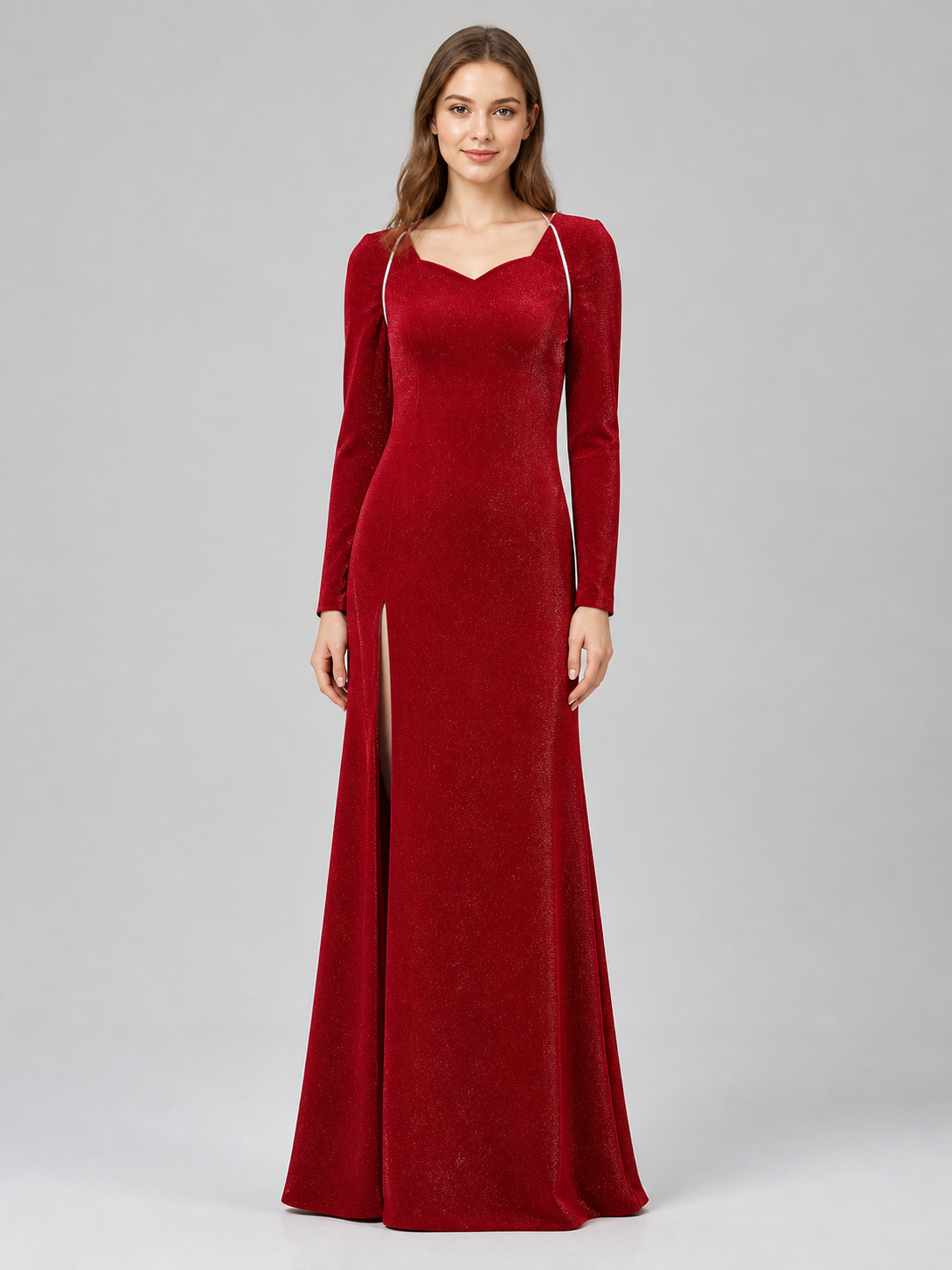 Shrek Costume: Red Long-Sleeve Maxi Dress