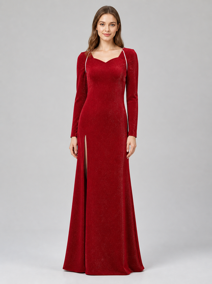 Shrek Costume: Red Long-Sleeve Maxi Dress