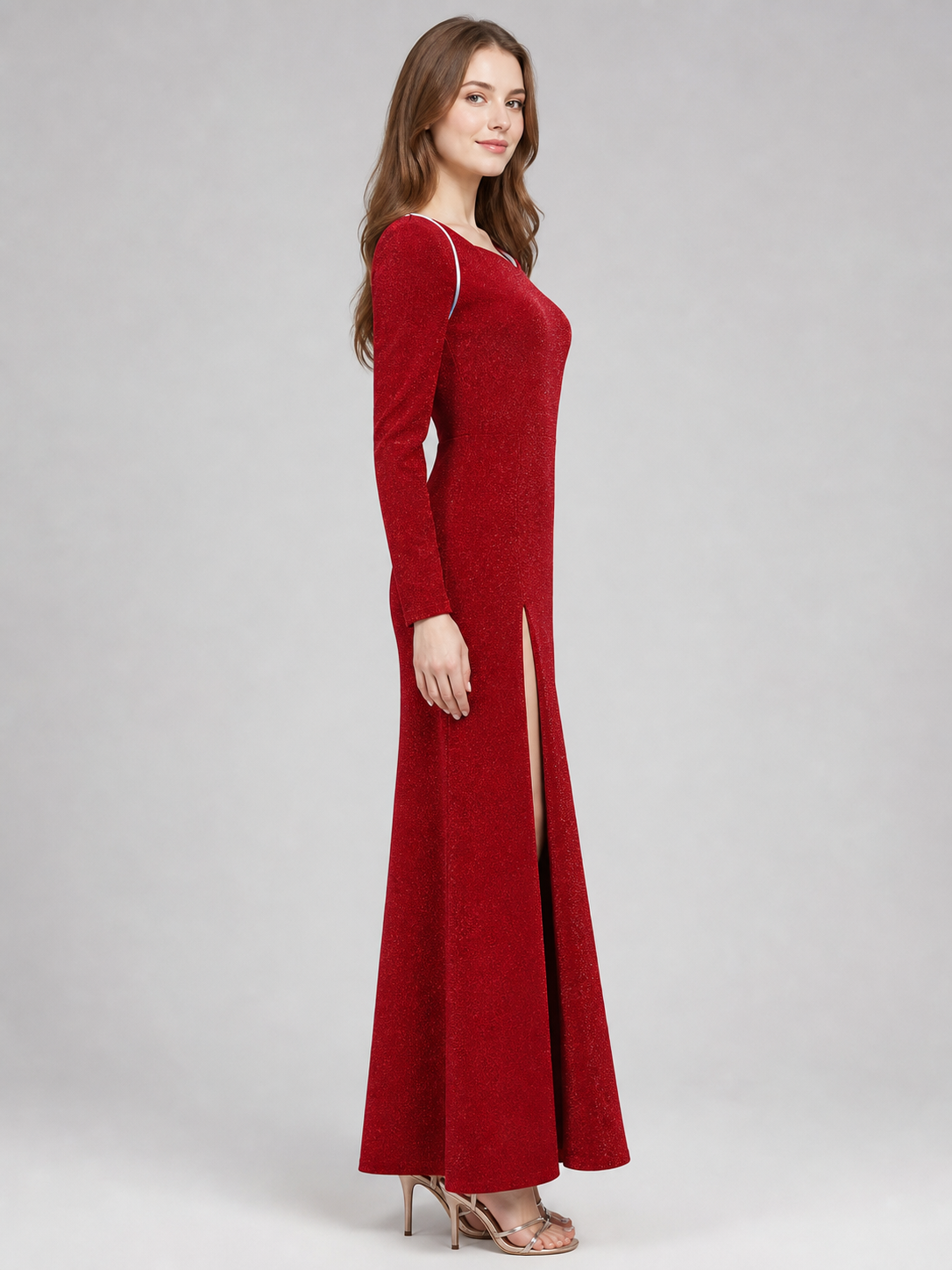 Shrek Costume: Red Long-Sleeve Maxi Dress
