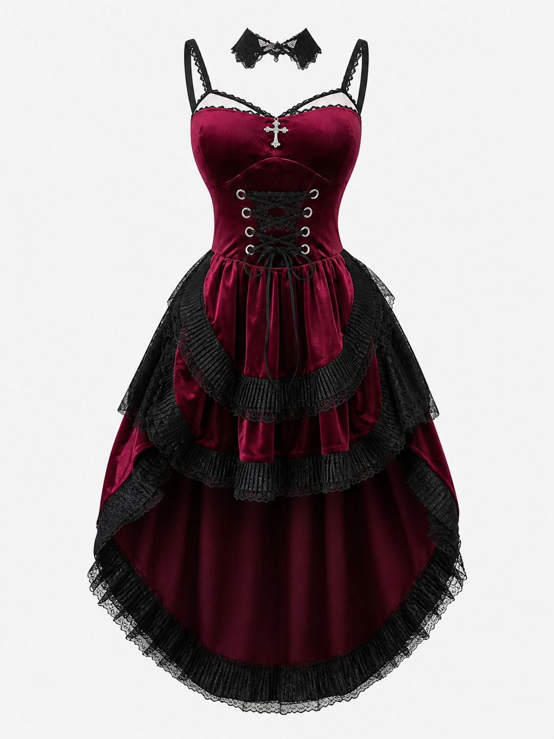 Women's Gothic Vampire Dress with Corset and Petticoat