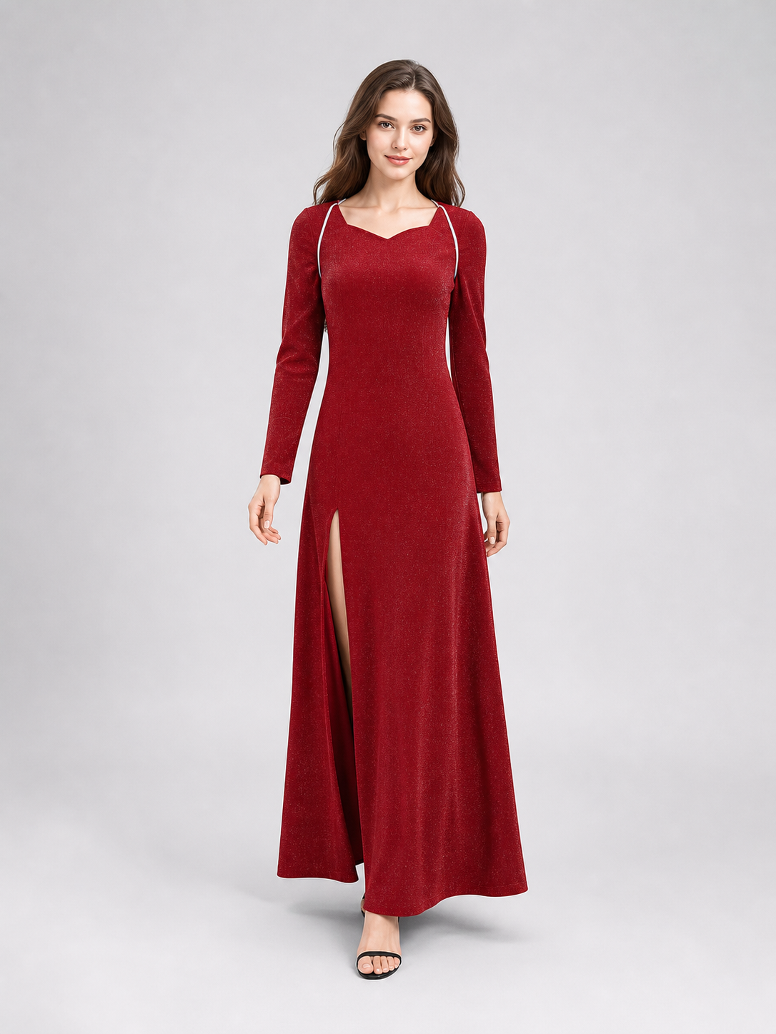 Shrek Costume: Red Long-Sleeve Maxi Dress