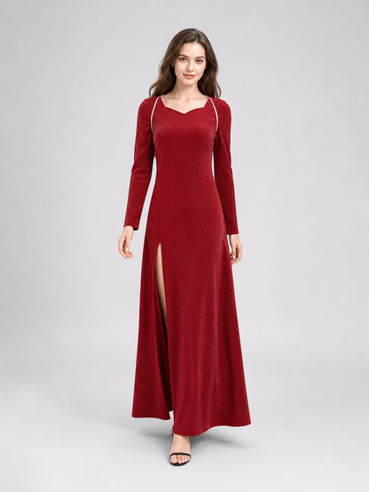 Shrek Costume: Red Long-Sleeve Maxi Dress
